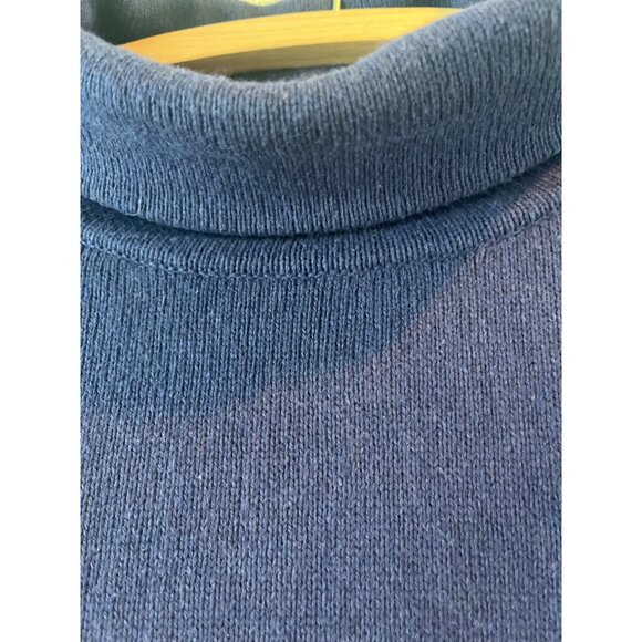 Eileen Fisher Venus Navy Blue Organic Cotton & Recycled Cashmere Turtleneck Knit - Picture 8 of 11